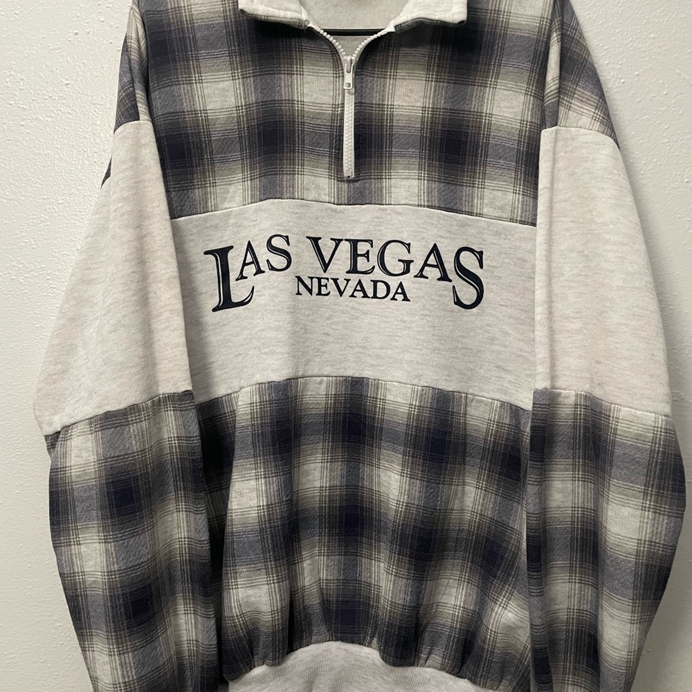 Vintage Las Vegas Nevada Plaid Quarter-Zip Sweatshirt